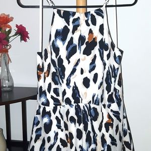 White and Blue Leopard print Romper